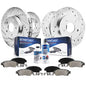 Detroit Axle - Brake Kit for 2012-2019 Ford Flex 2011-2019 Taurus Explorer 2011-2012 Lincoln MKS, Drilled Brake Rotors Ceramic B